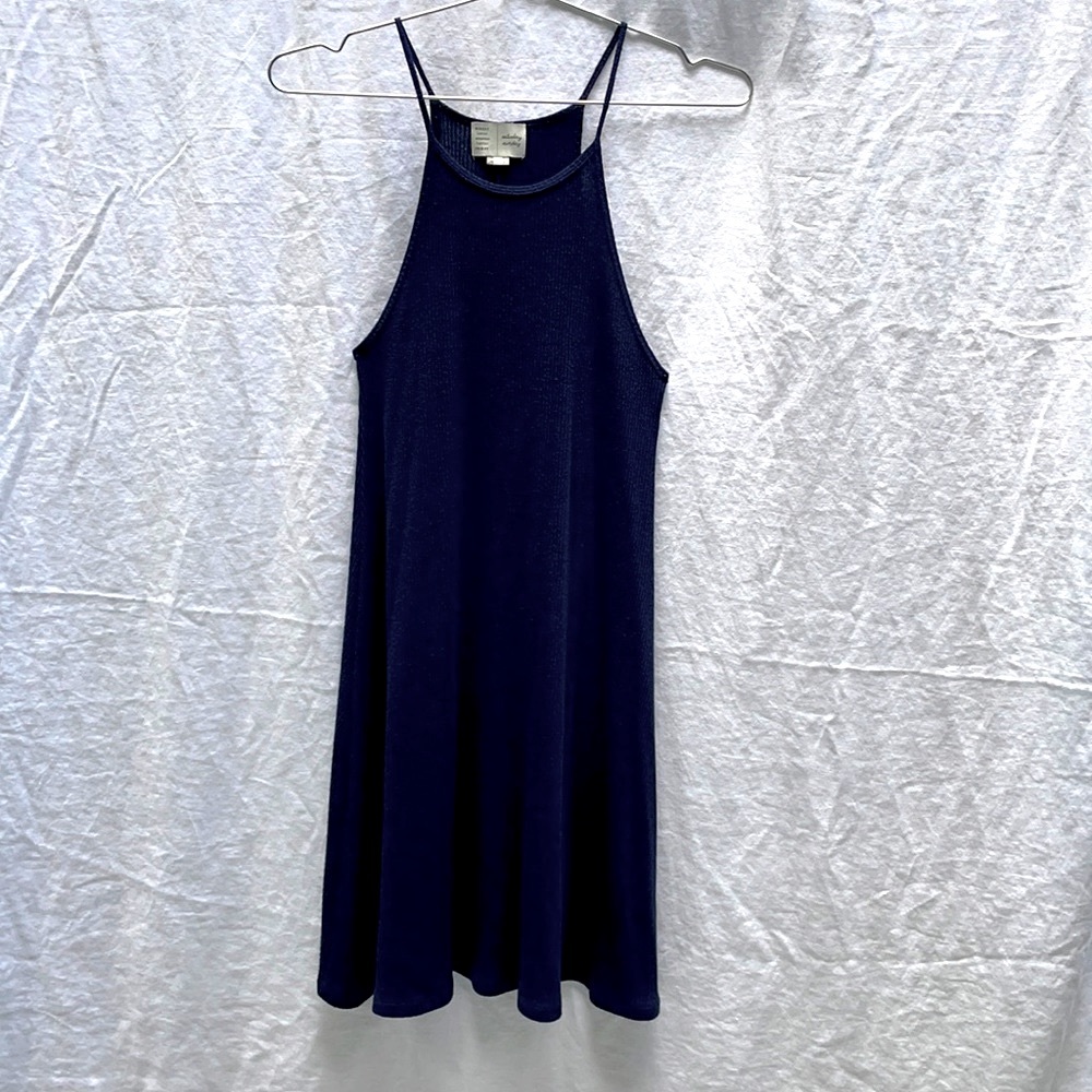 Anthropologie Navy Blue, Ribbed Swing Dress S